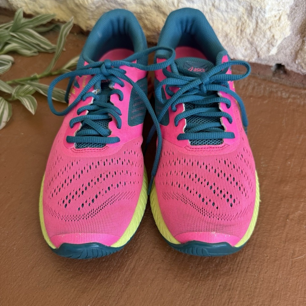 Asics Pink Teal Neon Yellow Women’s Athletic Running Shoes